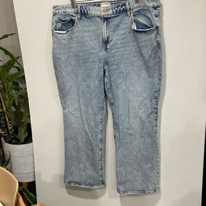 Lane Bryant Womens Whiskering Faded Straight Leg Jeans Light Blue Size 24